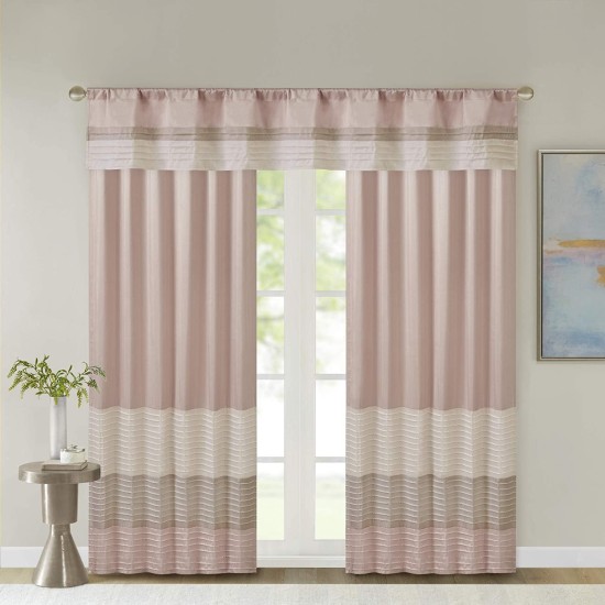  Botanical Sheer Curtains for Bedroom, Modern Contemporary Linen Grommet Living Room, Nature Summer Fashion Panel, Blush, 50 X 18 inch