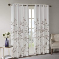 Madison Park Botanical Sheer Curtains for Bedroom, Modern Contemporary Linen Grommet Living Room, Nature Summer Fashion Panel, Brown, 50 X 18 inch