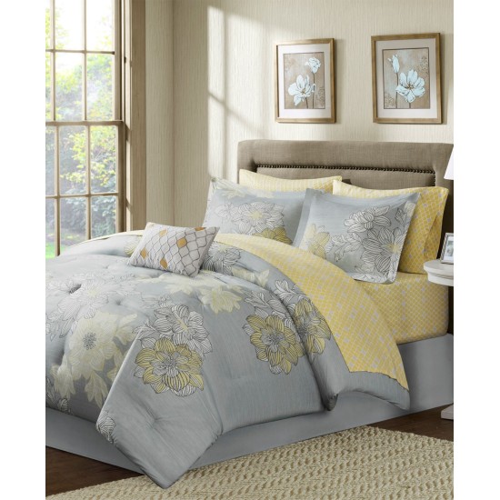  Essentials Avalon 9-Pc. Queen Comforter Set Bedding, Grey