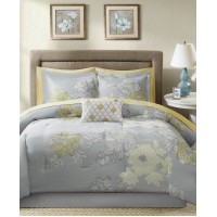 Madison Park Essentials Avalon 9-Pc. Queen Comforter Set Bedding, Grey
