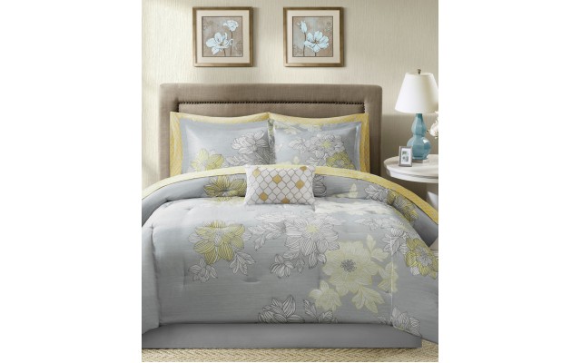 Essentials Avalon 9-Pc. Queen Comforter Set Bedding, Grey