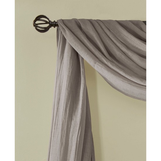  Harper 42″ x 216″ Solid Crushed Sheer Scarf Valance, Gray