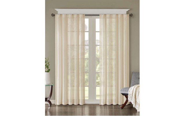  Harper Solid Crushed Window 2 Panel Cream, Cream, 84 X 84 inch