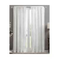 Madison Park Irina Sheer Rod Pocket Curtain Panel, 50″ x 84″, White
