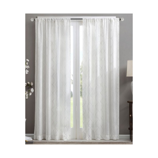  Irina Sheer Rod Pocket Curtain Panel, 50″ x 84″, White