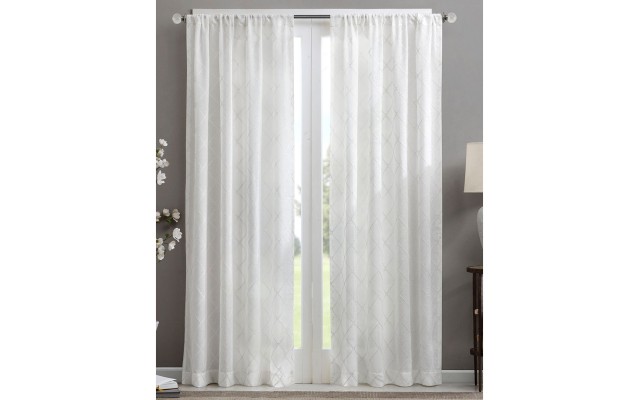  Irina Sheer Rod Pocket Curtain Panel, 50″ x 84″, White