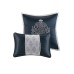  Odette King 8 Piece Jacquard Comforter Set Bedding, Navy