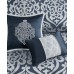  Odette King 8 Piece Jacquard Comforter Set Bedding, Navy