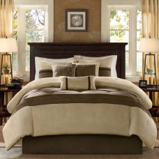 Madison Park Palmer Microsuede 7-Pc. Queen Comforter Set, Brown/Tan