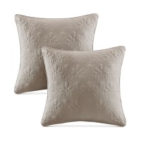 Madison Park Quebec 20″ x 20″ Quilted Decorative Pillow 2-Pack, Khaki