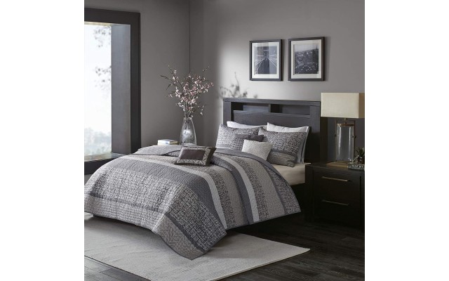  Rhapsody 6-Pc. Coverlet Set, Full/Queen, Gray