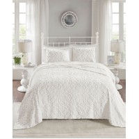 Madison Park Sabrina 3-Pc. Full/Queen Tufted Cotton Chenille Bedspread Set,Solid White