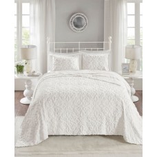 Madison Park Sabrina 3-Pc. Full/Queen Tufted Cotton Chenille Bedspread Set,Solid White