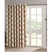 Madison Park Saratoga 100″ x 84″ Fretwork-Print Grommet Patio Curtain Panel, Beige
