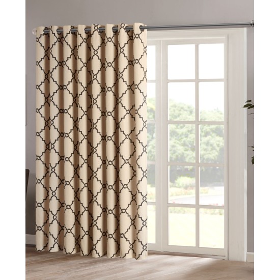  Saratoga 100″ x 84″ Fretwork-Print Grommet Patio Curtain Panel, Beige