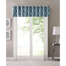 Madison Park Saratoga 50″ x 18″ Fretwork-Print Grommet Valance, Navy