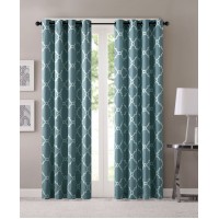 Madison Park Saratoga 50″ x 63″ Fretwork-Print Grommet Curtain Panel, Navy
