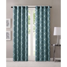Madison Park Saratoga 50″ x 63″ Fretwork-Print Grommet Curtain Panel, Navy