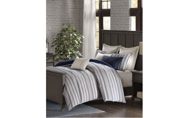  Signature Farmhouse King 9 Piece Comforter Set, Blue
