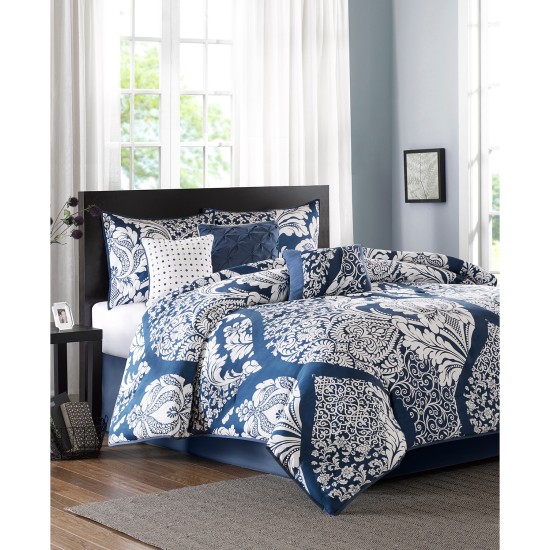  Vienna Cotton 7-Pc. Queen Comforter Set Bedding, Indigo