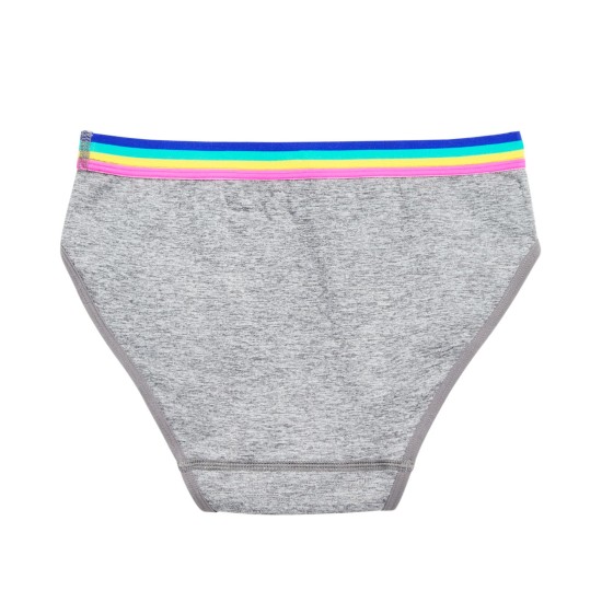  Little & Big Girls Rainbow-Waist Seamless Hipster Underwear (Small, Gray)