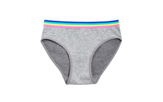 Little & Big Girls Rainbow-Waist Seamless Hipster Underwear (Small, Gray)