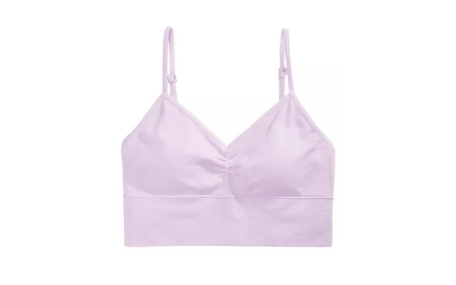  Little ; Big Girls Seamless V-Neck Ruched Bra, Lavender, Large