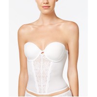 Maidenform Super Sexy Strapless Floral Lace Push-Up Bustier, 34D White