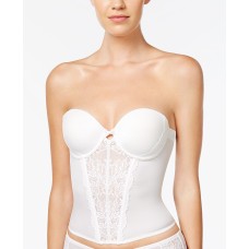 Maidenform Super Sexy Strapless Floral Lace Push-Up Bustier, 34D White