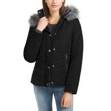 Maralyn & Me Juniors’ Faux-Fur Trim Hooded Puffer Coat