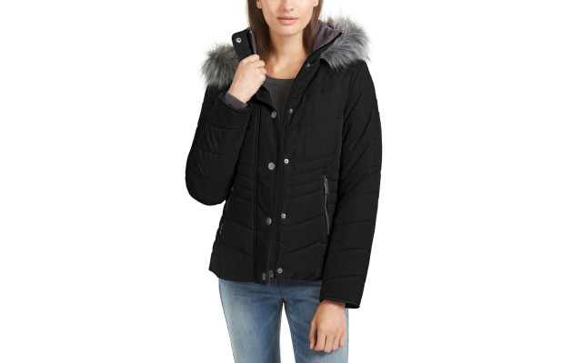 Maralyn & Me Juniors’ Faux-Fur Trim Hooded Puffer Coat