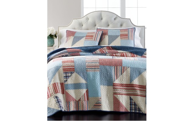  Collection Americana Patchwork 92″ x 106″ King/Cal King Quilt, Navy
