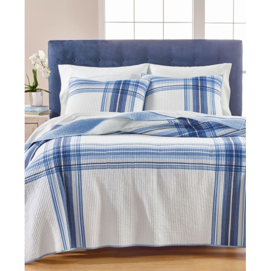  Collection Engineered Plaid Reversible Standard Sham, Navy