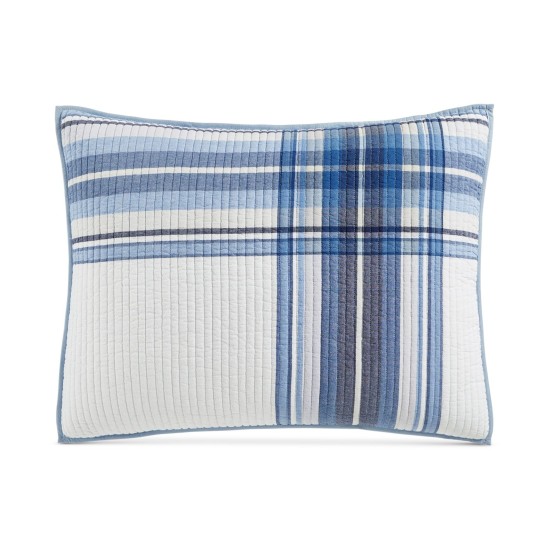  Collection Engineered Plaid Reversible Standard Sham, Navy