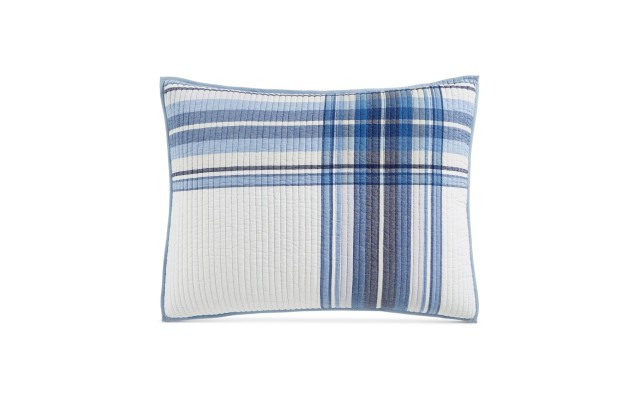  Collection Engineered Plaid Reversible Standard Sham, Navy