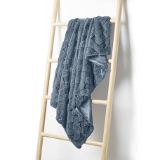 Martha Stewart Collection Lattice Faux Fur Throw, 50″ x 60″, Gray