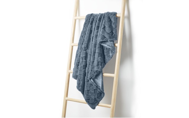  Lattice Faux Fur Throw, 50″ x 60″, Gray