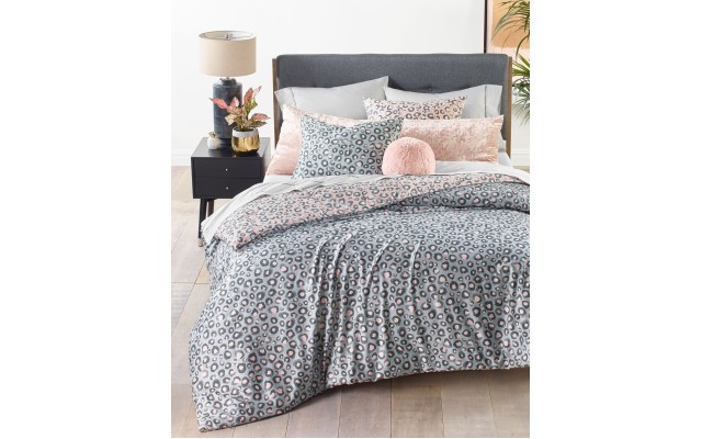  Reversible 3-Pc. Cheetah-Print Full/Queen Comforter Set, Grey