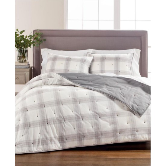  Tufted Plaid Quilted Standard Sham, 20×28, Grey