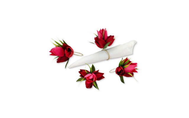  Collection Valentine’s Day Tulip Napkin Rings, Set of 4