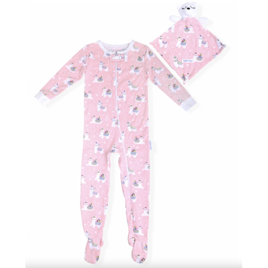 Max ; Olivia Baby Girls Llama Print Coverall with Blankie Baby, pink, Pink, 12M