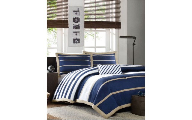 Mi Zone Ashton Full/Queen 4 Piece Comforter Set, Navy