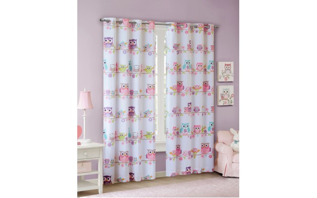  Wise Wendy 50″ x 84″ Owl Printed Blackout Grommets Window Panel, Multi