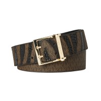 Michael Kors Chocolate Logo 42 Millimeter Zebra Belt with Logo