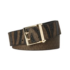 Michael Kors Chocolate Logo 42 Millimeter Zebra Belt with Logo