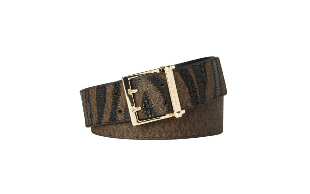  Chocolate Logo 42 Millimeter Zebra Belt with Logo