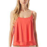 Michael Kors Layered Underwire Tankini Top, X-Small, Orange