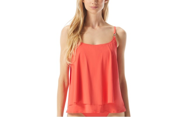  Layered Underwire Tankini Top, X-Small, Orange