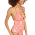  Printed Halter One-Piece Swimsuit, Light Red, 10