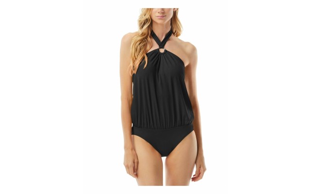 Michael  Halter Blouson One-Piece Swimsuit, Black, 6